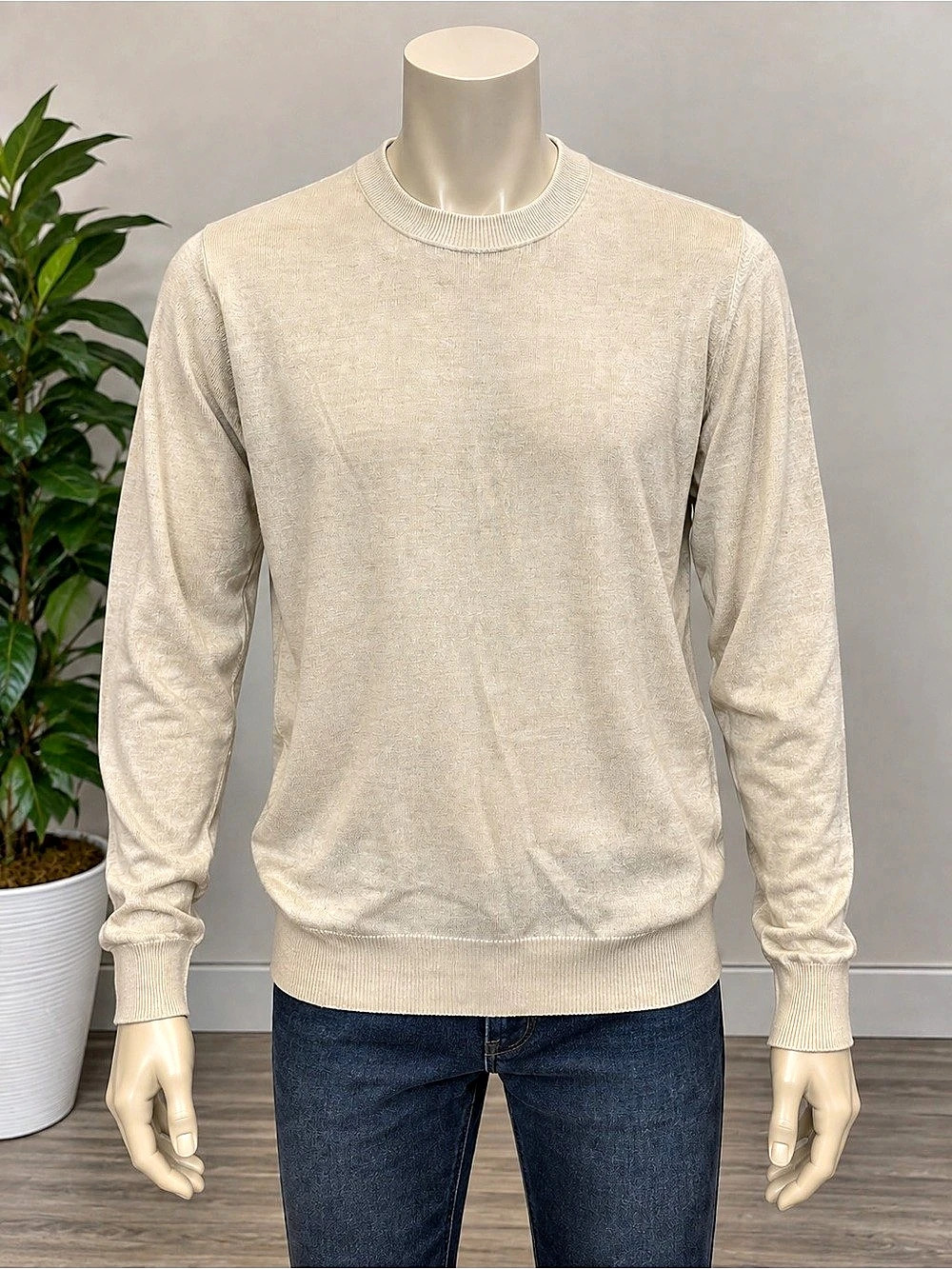 Men's Crewneck Sweater in Cream